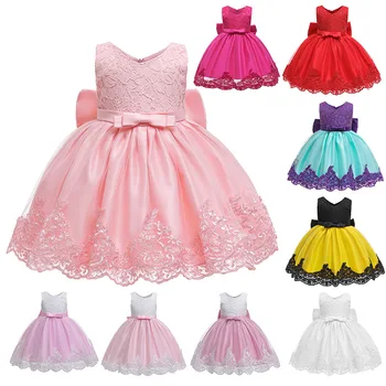 Новое летнее платье для девочек, кружевное сетчатое платье Маленькой принцессы с большим бантом, Рождественский костюм для вечеринки по случаю Дня рождения, детская одежда