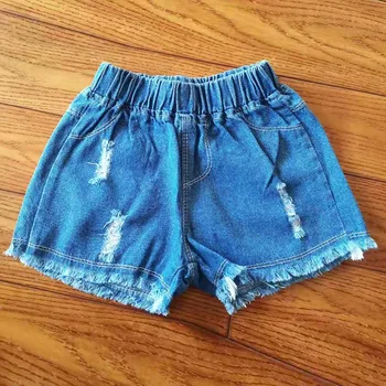Новые джинсовые шорты для девочек 2023, летние узкие джинсы, горячие брюки, повседневные брюки с дырками в корейском стиле, модная одежда для девочек