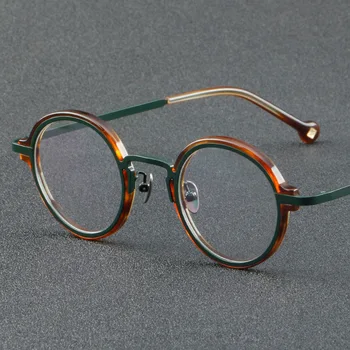 Новые дизайнерские очки, Ацетатная оправа для очков, Круглые Мужские и женские очки для близорукости, очки по рецепту ручной работы, винтаж