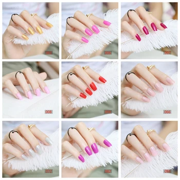 Новые модные модели однотонных накладных ногтей candy с квадратной головкой 24шт, 7 цветов по желанию