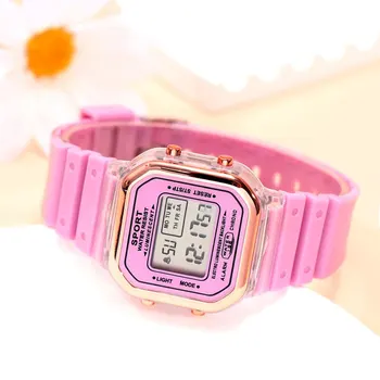 Новые модные цифровые Студенческие прозрачные электронные часы Candy Multicolor LED Женские Мужские спортивные водонепроницаемые часы Clock Gift