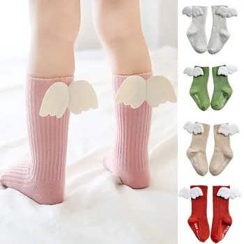 Новые носки для малышей с крыльями Ангела, хлопковые нескользящие короткие носки в пол для девочек и мальчиков, милые носки для новорожденных ярких цветов от 0 до 3 лет