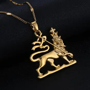 Ожерелье с подвеской в виде эфиопского льва золотого цвета, модная этническая цепочка 