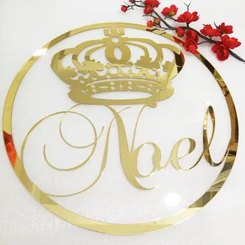 Персонализированный настенный знак с именем на день рождения, Детский душ, Обруч с именем в виде короны, Подвесной Свадебный зеркальный круг с именами, Праздничные декорации