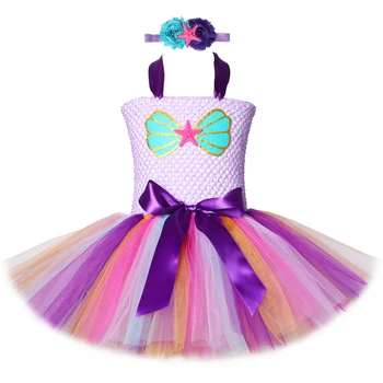 Платье-пачка русалочки в океанской тематике, платье для вечеринки в честь дня рождения девочки, наряд в виде ракушки морской звезды, необычный детский костюм принцессы-русалки