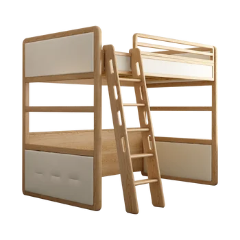 Подвесная кровать из массива дерева, Приподнятая кровать из белого ясеня, Детская каркасная кровать с регулируемой высотой, Маленькая квартирная кровать