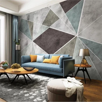 Пользовательские 3D обои Скандинавский геометрический современный минималистичный диван фоновые стены гостиная спальня ресторан фреска 3d обои