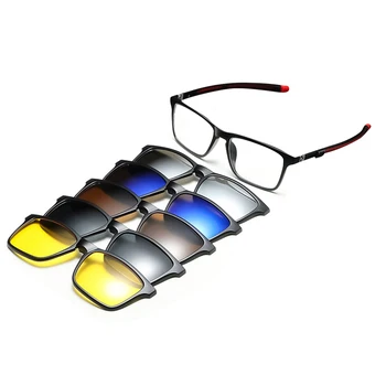 Поляризованные солнцезащитные очки с магнитным присосом, линзы 5 цветов с решеткой TR