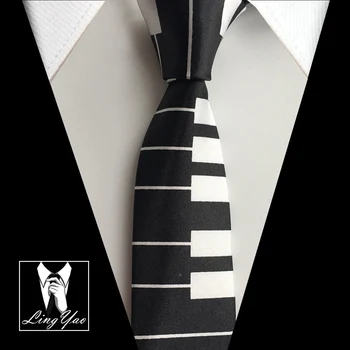 популярные мужские галстуки для отдыха длиной 5 см, модный галстук из полиэстера, черный с белыми широкими клавишами пианино Gravata