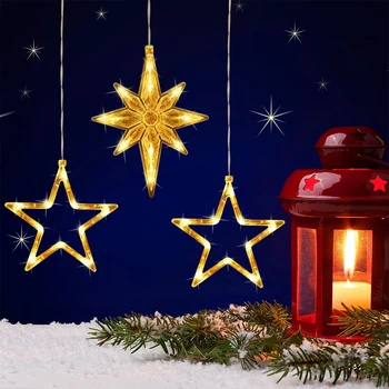 Рождественские украшения из 3 упаковок, Подвесная светодиодная подсветка, украшение спальни, Рождественские украшения для дома, декор из оконного стекла.