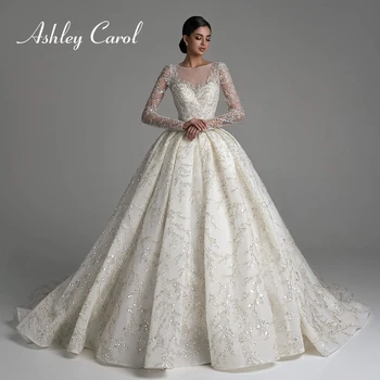 Роскошное бальное платье Эшли Кэрол, свадебные платья 2023, Изысканное свадебное платье принцессы с невидимым вырезом, расшитое бисером, Vestidos De Novia