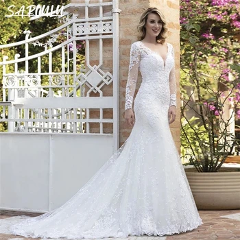 Свадебное платье Arabic Illusion с длинным рукавом, прозрачные платья невесты с открытой спиной, аппликации, свадебное платье большого размера, сшитое на заказ.