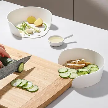 Сервировочный поднос В форме капли, Штабелируемый поднос для посуды, Открывающийся сбоку, с круглым отверстием, Компактная тарелка для еды, Кухонный гаджет для дома