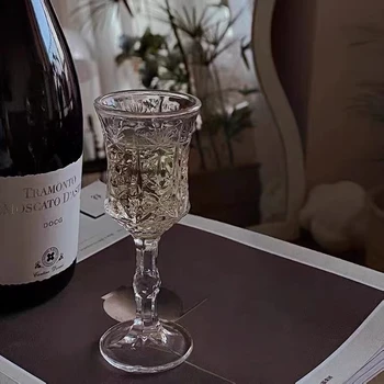 Симпатичные чашки в стиле Ins, рожок, прозрачный стеклянный бокал, большое отверстие, простой бокал для красного вина, бокалы для холодных напитков с тиснением для шампанского
