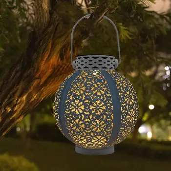 Солнечный светодиодный Железный художественный Полый фонарь для наружного декора, Подвесная лампа для проектора
