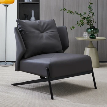 Удобные кресла для гостиной Nordic Leather Relax Lazy Стулья для гостиной Дизайнерские Кожаные шезлонги для салона Мебель для балкона