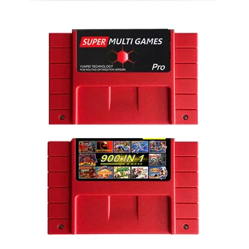 Улучшенный 16-битный мультиигровой карточный картридж 900 в 1 в красном корпусе для игровой консоли SNES версии для США