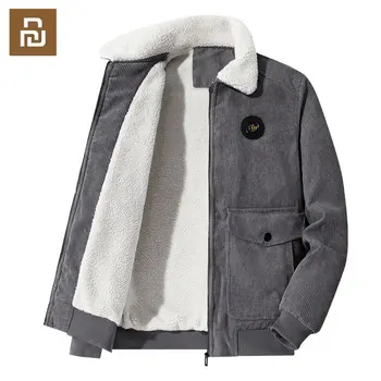 Флисовая куртка Youpin, мужская зимняя вельветовая толстая теплая повседневная лыжная куртка-карго из овечьего бархата, уличная куртка-бомбер в стиле Ретро, верхняя одежда