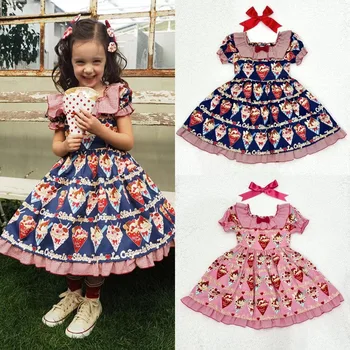 Юбка для девочек 2023, Летняя модная брендовая детская одежда ST, хлопковое детское платье на плечо из крепа с полной печатью