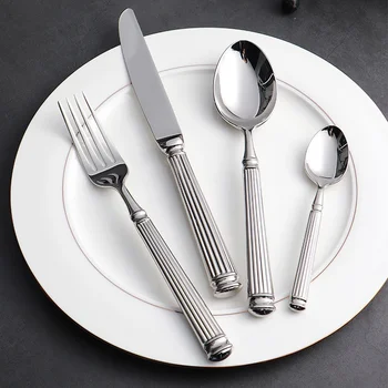 Яркий набор столовых приборов для западной кухни из нержавеющей стали 304, нож для стейка и вилка, ложка, зеркальная посуда с утолщенной ручкой